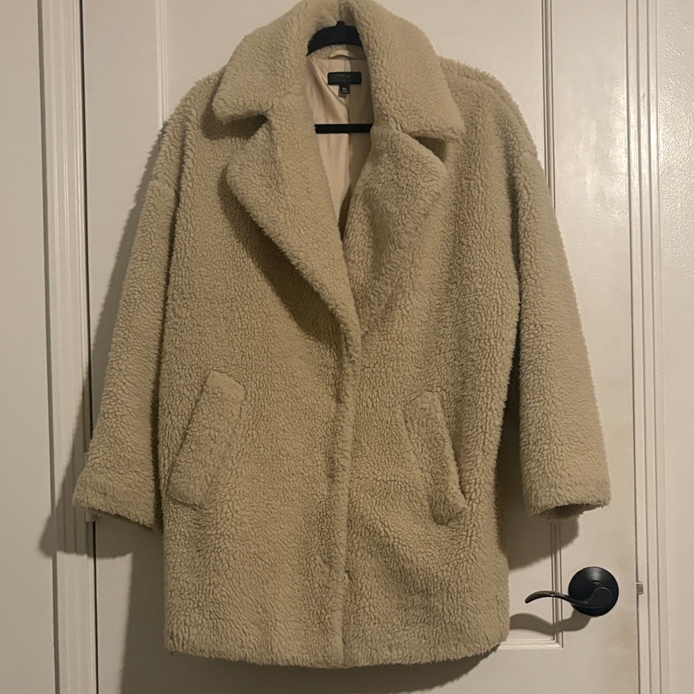 Topshop Cozy Cream Beige Teddy Coat size US2